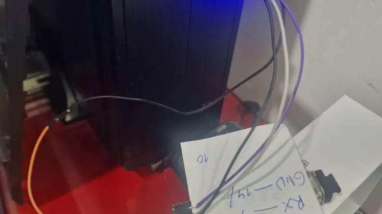 USB to TTL adapter wired into the GPON stick's molex connector