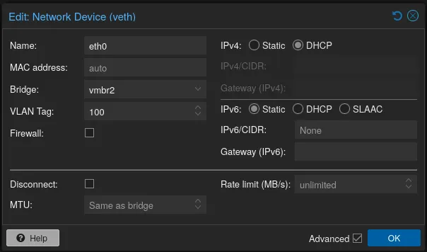 VM Network setting
